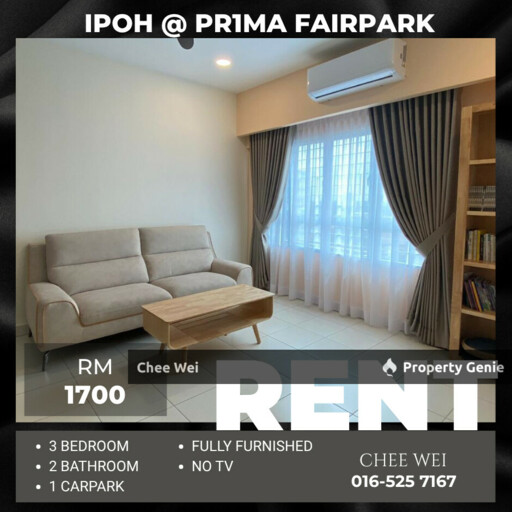 📍IPOH Prima Fairpark Apartment For Rent