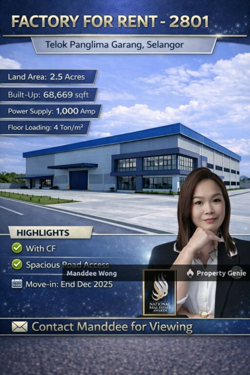 WTR/DETACHED FACTORY/68,669 SQFT/130,471/TELOK PANGLIMA GARANG/SELANGOR