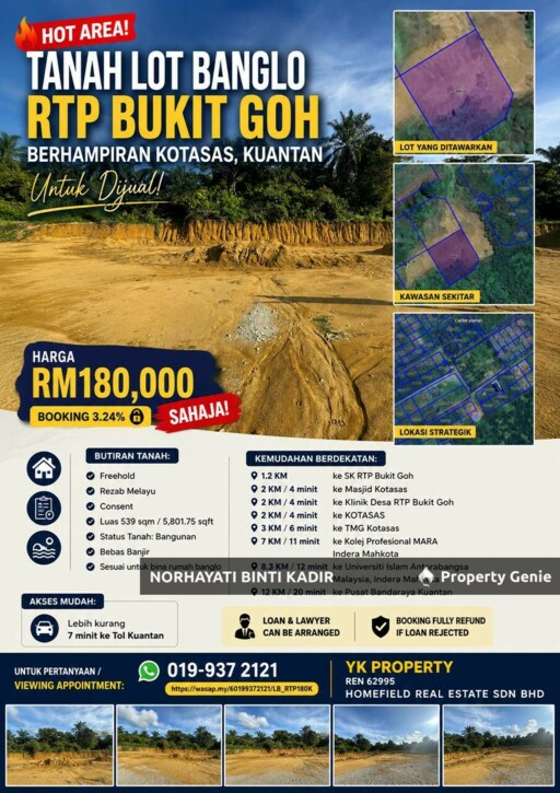 🔥 TANAH LOT BANGLO RTP BUKIT GOH, BERHAMPIRAN KOTASAS, KUANTAN UNTUK DIJUAL 🔥