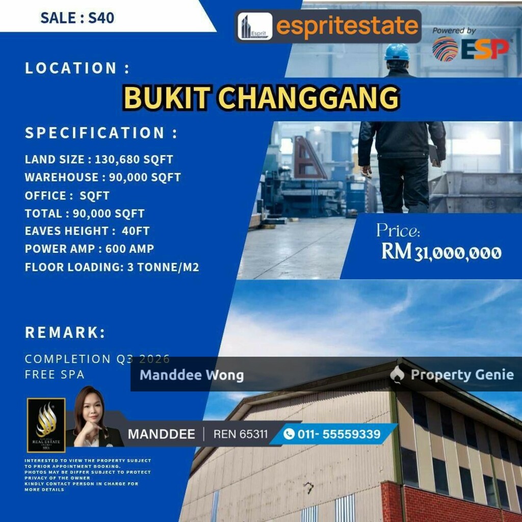 WTS/WAREHOUSE/FACTORY/90K SQFT/31 MIL/BUKIT CHANGGANG/SEPANG