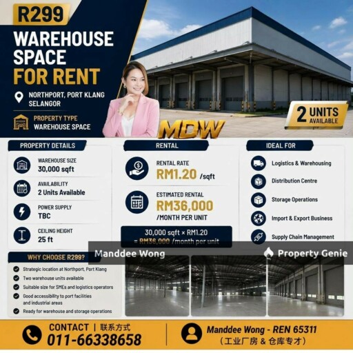 WTR/WAREHOUSE SPACE/30,000 SQFT/NORTHPORT/PORT KLANG/SELANGOR