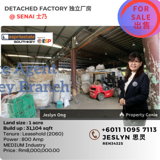 1.5 Storey Detached Factory @ Jln Cyber,Senai Fasa 3, Senai for Rent