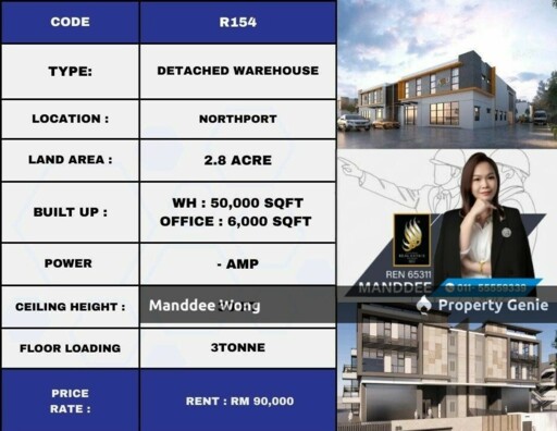 WTR/DETACHED WAREHOUSE/50K SQFT/90K/NORTH PORT/KLANG