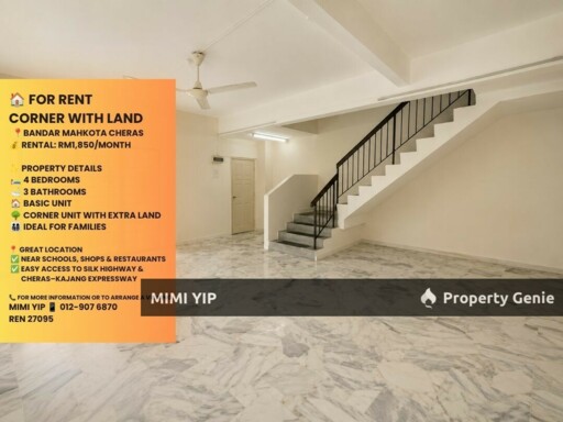 🏡 FOR RENT – Corner House with Extra Land Bandar Mahkota Cheras
