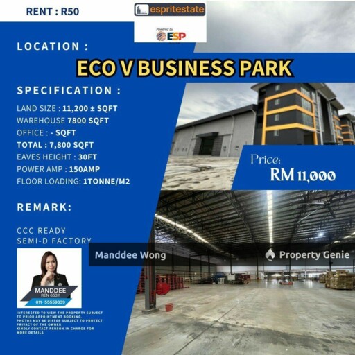 WTR/WAREHOUSE/7800 SQFT/11K/ECO V BUSINESS PARK/PUNCAK ALAM