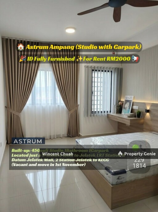 (Studio with Carpark) Astrum Ampang, Walk 400m to LRT Jelatek