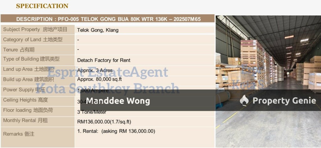 WTR/Detached/Port Klang/80,000 SQFT/136,000