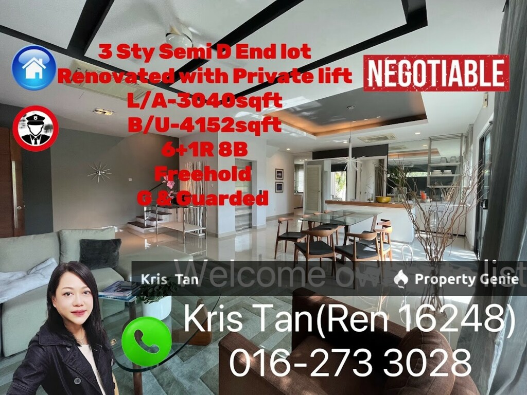 Sunville Residence,Freehold 3 Sty Semi D,Private lift,Renovated,End lot