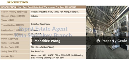 WTR/Semi Detached/Perdana Industrial Park/35,719 SQFT/67,866