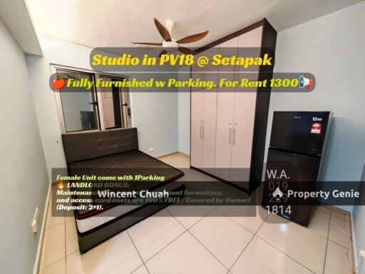 Fully Furnished Studio PV18 Setapak [Free Parking + Free Tenancy Agreement]