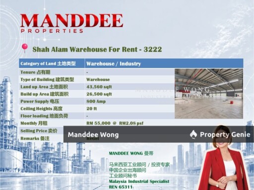 WTR/WAREHOUSE/26,500 SQFT/SHAH ALAM/SELANGOR