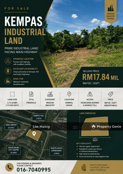 Kempas Medium Industrial Land Facing Highway