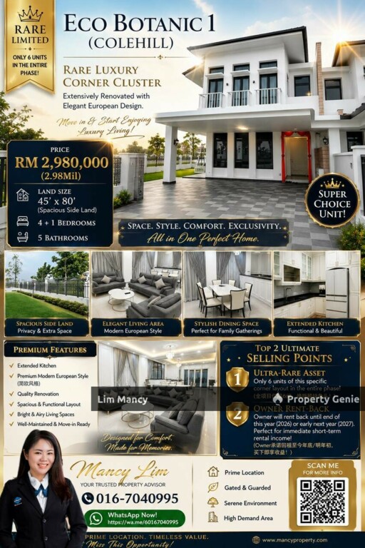 Eco Botanic @Colehill Double Storey Cluster Corner House