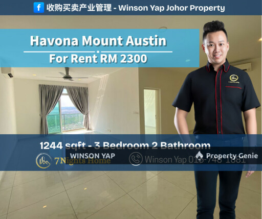 Havona Apartment Mount Austin JB High Floor 2 Parking Lot For Rent