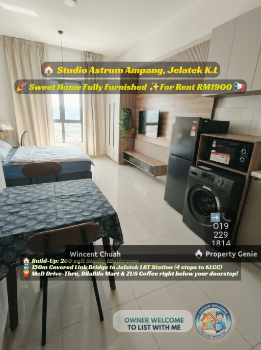 Studio Astrum Ampang, 150m LRT Jelatek