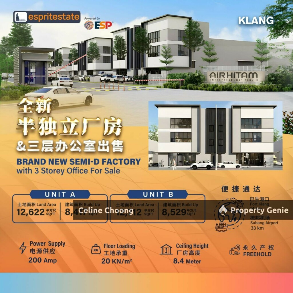 klang BRAND NEW SEMI DETACHED FACTORY WITH 3 STOREYS OFFICE