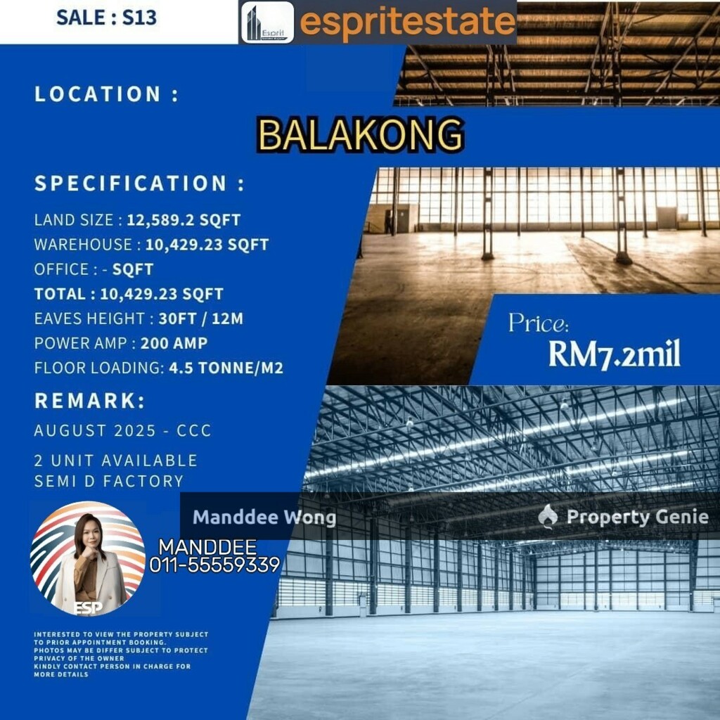 WTS/Semi Detached/Balakong/10,429.23 Sqft/7.2 Million