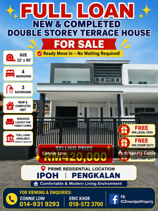 Ipoh New and completed Double storey terrace house Pengkalan perak