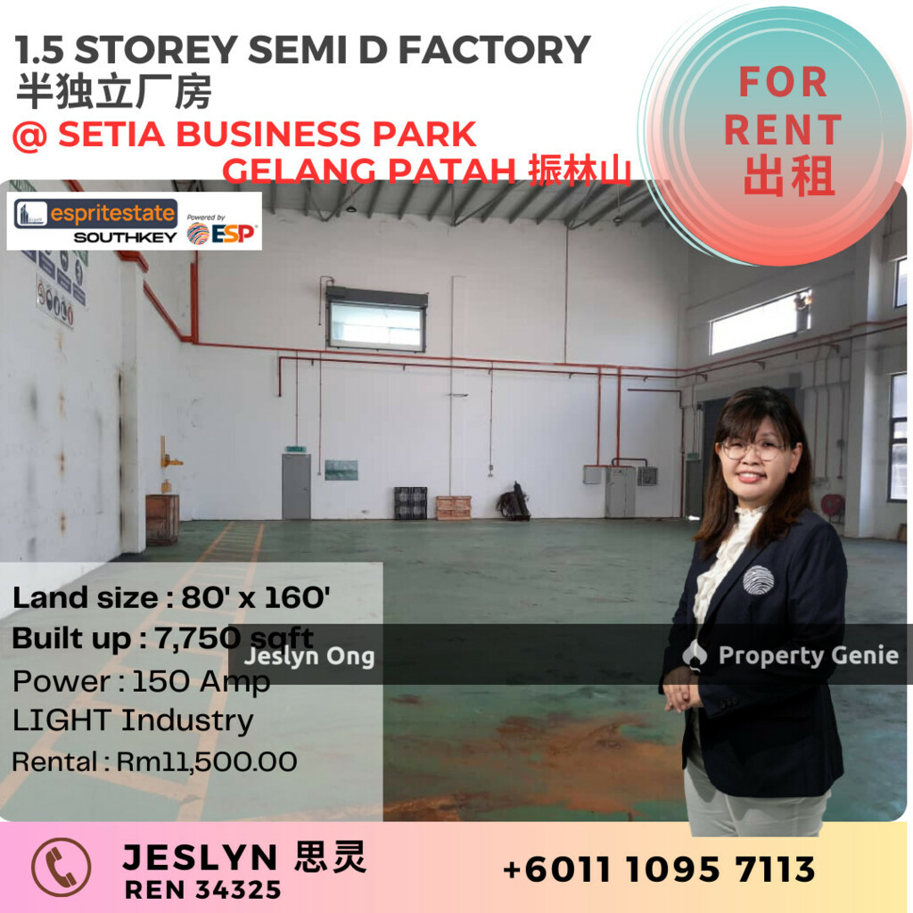 1.5 storey Semi D Factory @ Setia Business Park 1 for Rent