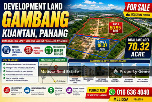 Development Land in Industrial Zoning Gambang Near Tol Plaza