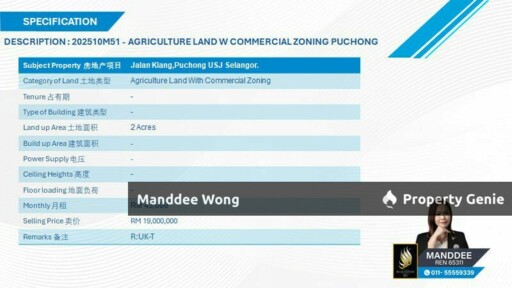 WTS/AGRICULTURE LAND/2 ACRE/19 MIL/PUCHONG