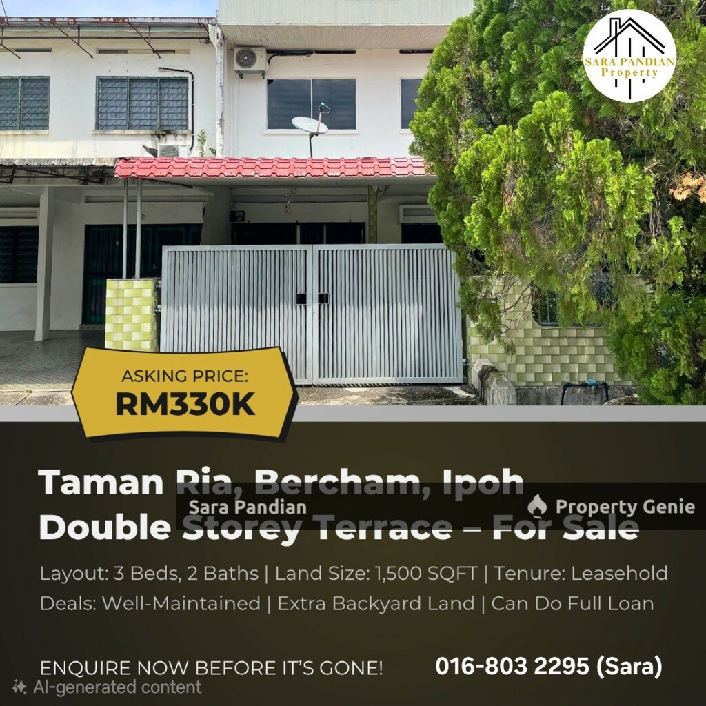 Affordable Double Storey For Sale at Bercham Ria, Ipoh