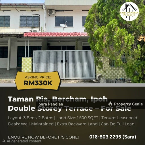Affordable Double Storey For Sale at Bercham Ria, Ipoh