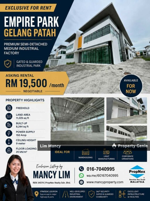 Empire Park Gelang Patah One and Half Storey Semi Detached Medium Industrial Factory