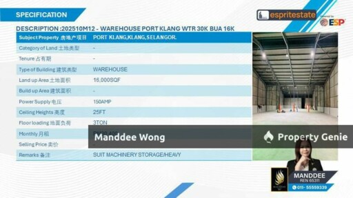 WTR/WAREHOUSE/16K SQFT/30,400/PORT KLANG