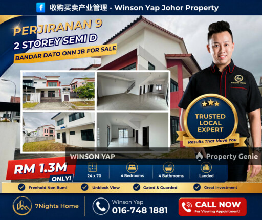 2 Storey Semi D Perjiranan 9 Bandar dato onn JB Unblock View South East