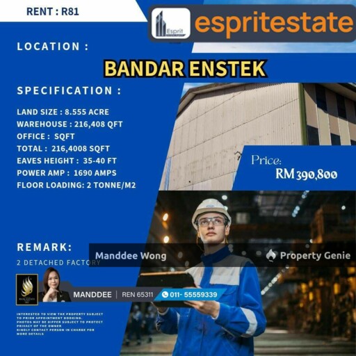 WTR/FACTORY/WAREHOUSE/216,400 SQFT/390,800/BANDAR ENSTEK/NEGERI SEMBILAN