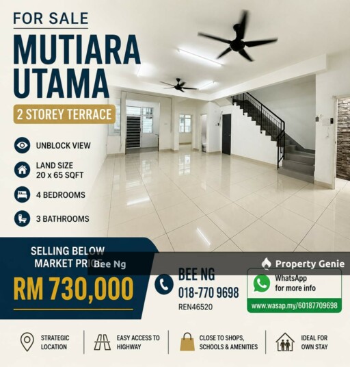 Taman Mutiara Utama / 2 Storey Terrace / Unblock / Below Market Price
