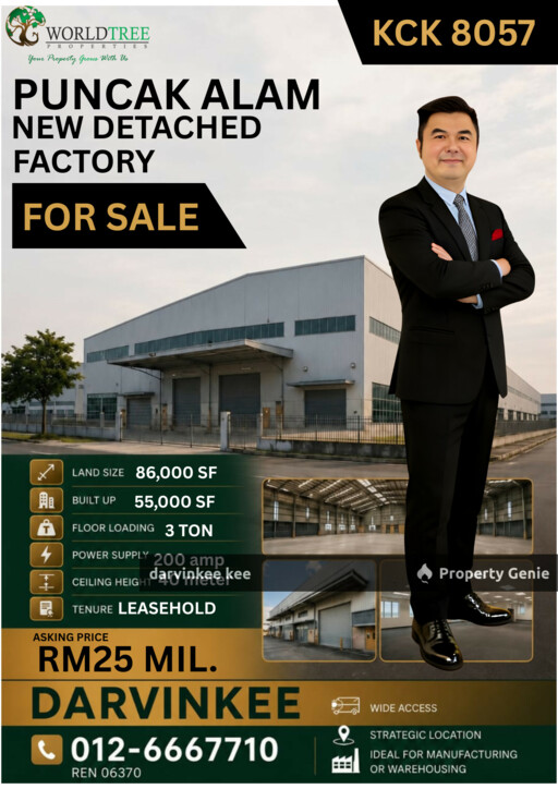 PUNCAK ALAM 3 STY NEW DETACHED FACTORY FOR SALE