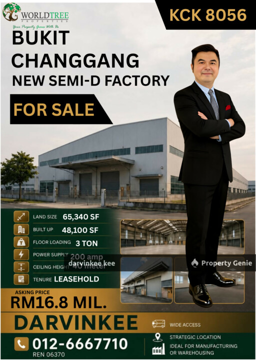 BUKIT CHANGGANG NEAR KLIA NEW 3 STY SEMI-D FACTORY FOR SALE