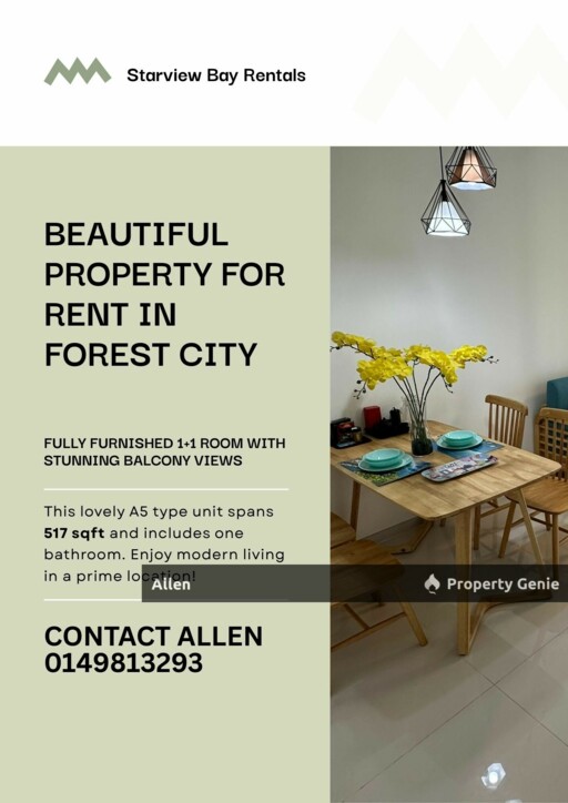 Forest City Living: Fully Furnished Apartment with Balcony for Rent