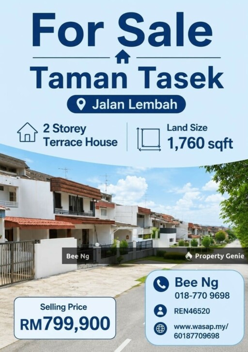 Taman Tasek / Jalan Lembah / Double Storey Terrace / Lower Price