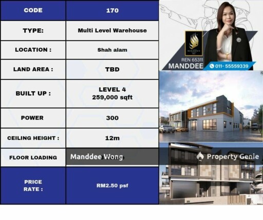 WTR/LOGISTIC HUB WAREHOUSE/259K SQFT/647,500/SHAH ALAM