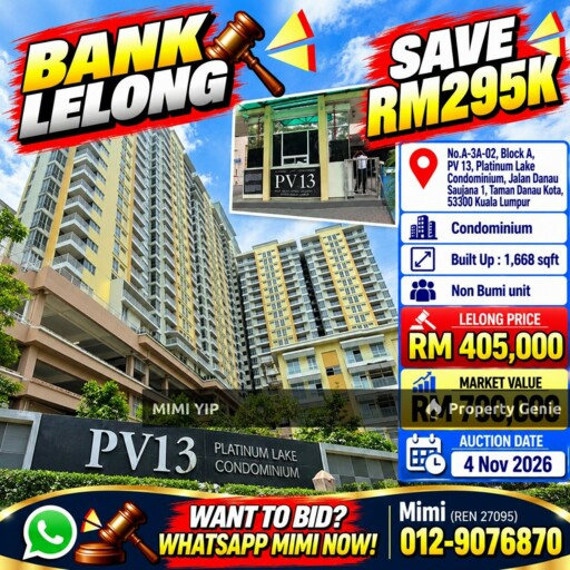 🔥 BANK LELONG | PV13 PLATINUM LAKE CONDOMINIUM, SETAPAK KL 🔥