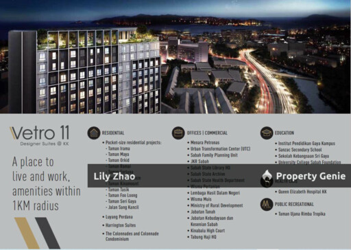Vetro 11 Designer Suites, 404 sqft, 16th Floor, Brand New, 2 Bed 1Bath, Queen Elizabeth 1 Hospital Penampang Kota Kinabalu