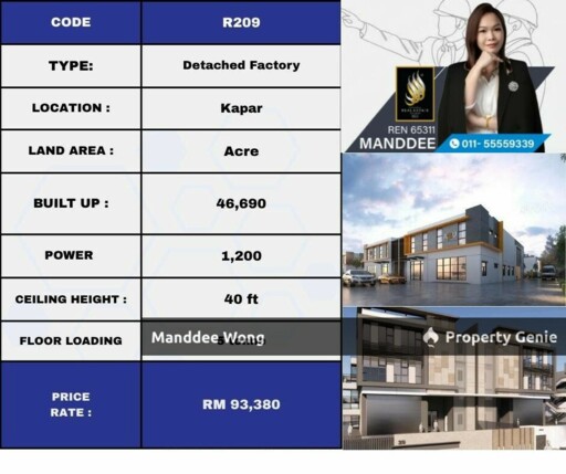 WTR/DETACHED WAREHOUSE/46,690 SQFT/93,380/KAPAR/KLANG