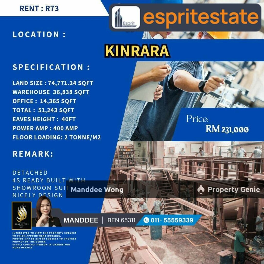WTR/WAREHOUSE/FACTORY/36,838 SQFT/231K/KINRARA/PUCHONG