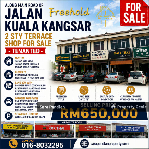 Freehold Shoplot for Sale Ipoh Jalan Kuala Kangsar