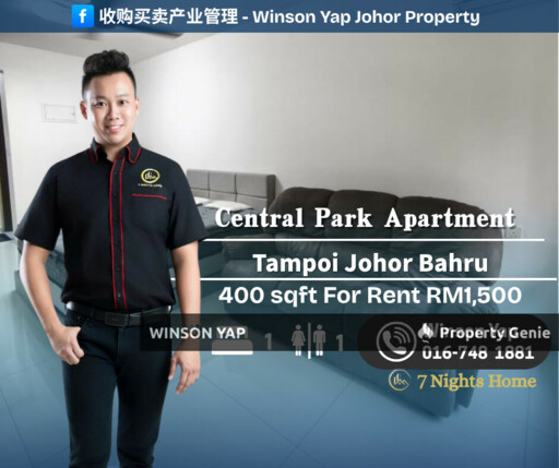 Central Park Apartment Tampoi Garden View Fully Furnished Low Floor