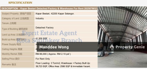 WTR/Kapar, Bestari/Detached/41,039 SQFT/86,000
