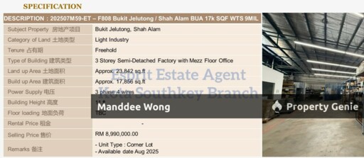 WTS/Bukit Jelutong/Semi Detached/17,856 SQFT/8,990 Million