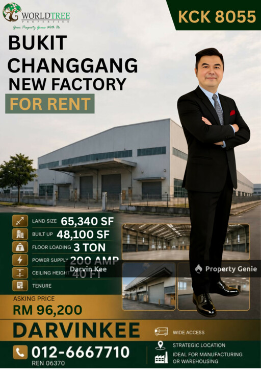 BUKIT CHANGGANG NEAR KLIA NEW 3 STY SEMI-D FACTORY FOR RENT