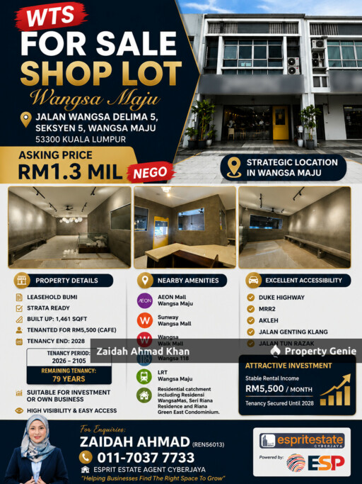 WANGSA DELIMA WANGSA MAJU KUALA LUMPUR GROUND FLOOR SHOP FOR SALE HIGH RETURN HIGH ROI