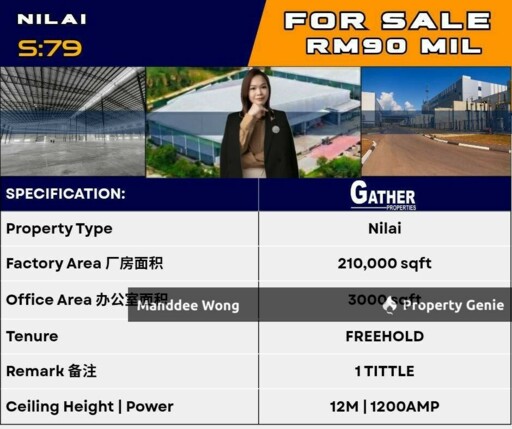 WTS/FACTORY/210K SQFT/90 MIL/NILAI/NEGERI SEMBILAN