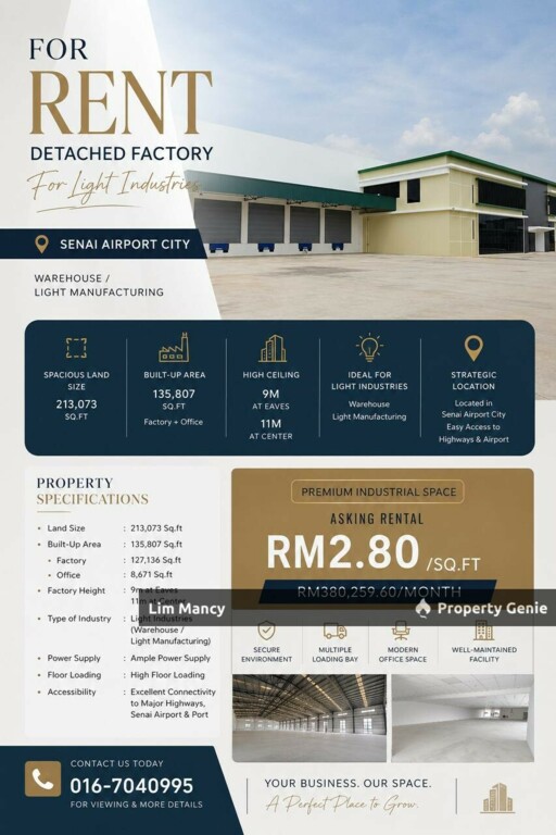 Taman Industri Jaya @Skudai Three Storey Semi Detached Light Industrial Factory