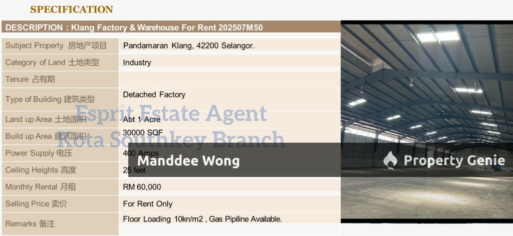 WTR/Pandamaran, Klang/Semi Detached/30,000 SQFT/60,000